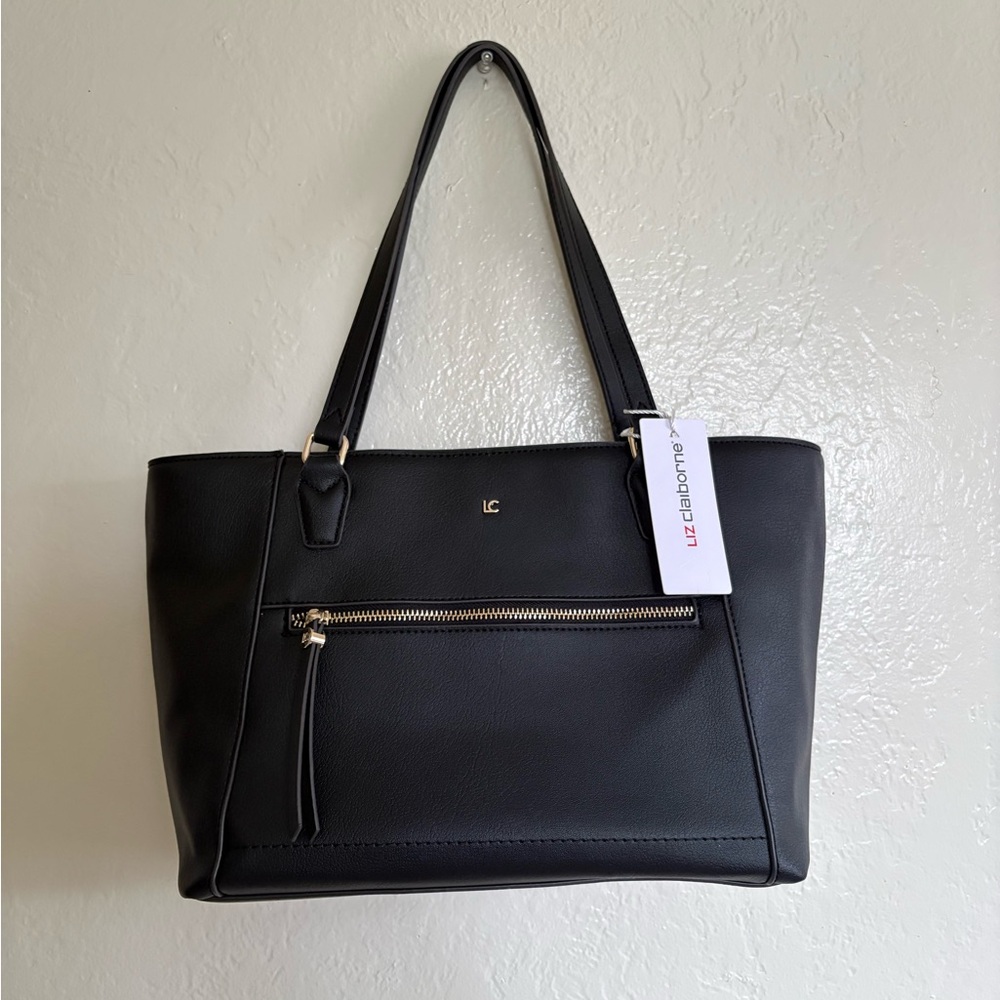 NWT Liz Claiborne Classic Black Designer Shoulder Bag/Purse